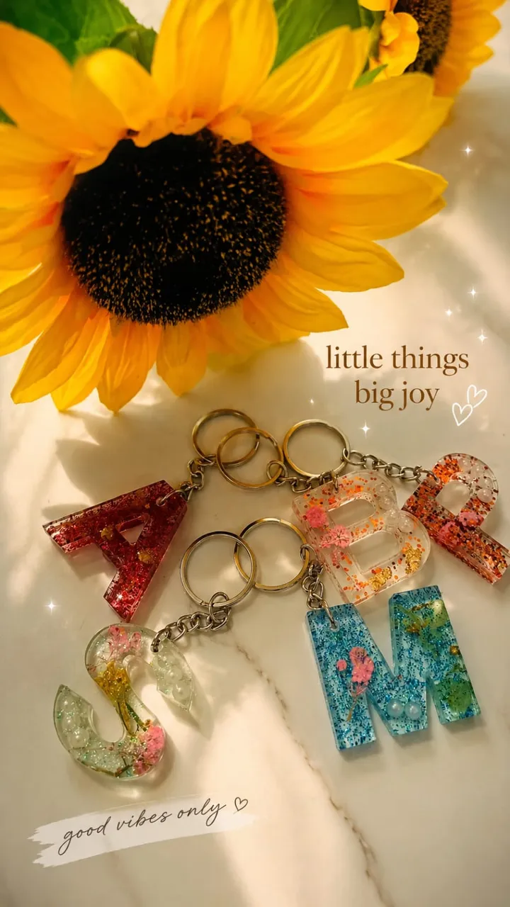 Handmade resin keychains by Mridusmita Creations